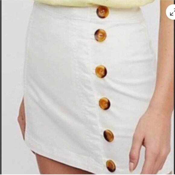 Free People Little Daisies Mini Skirt - Ivory - 10 - New Without Tags - Picture 3 of 7